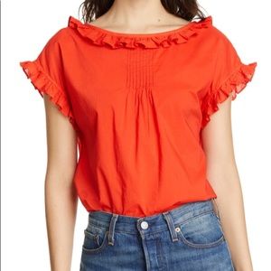 Alex Mill ruffle red blouse